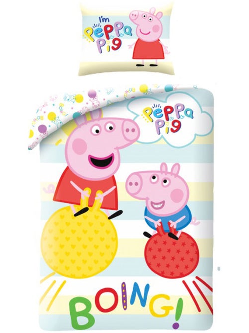 Housse de Couette enfant Peppa Pig Boing ! 140x200 cm + taie - Parure de lit coton - Kiabi Housse de Couette enfant Peppa Pig Boing ! 140x200 cm + taie - Parure de lit coton - Kiabi