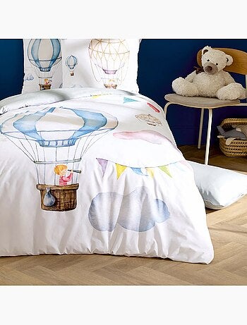 Housse de couette enfant percale de coton montgolfière