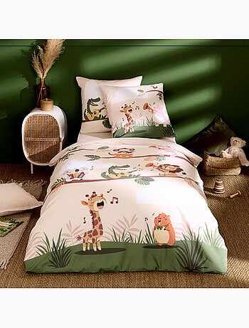 Housse de couette enfant percale de coton savane