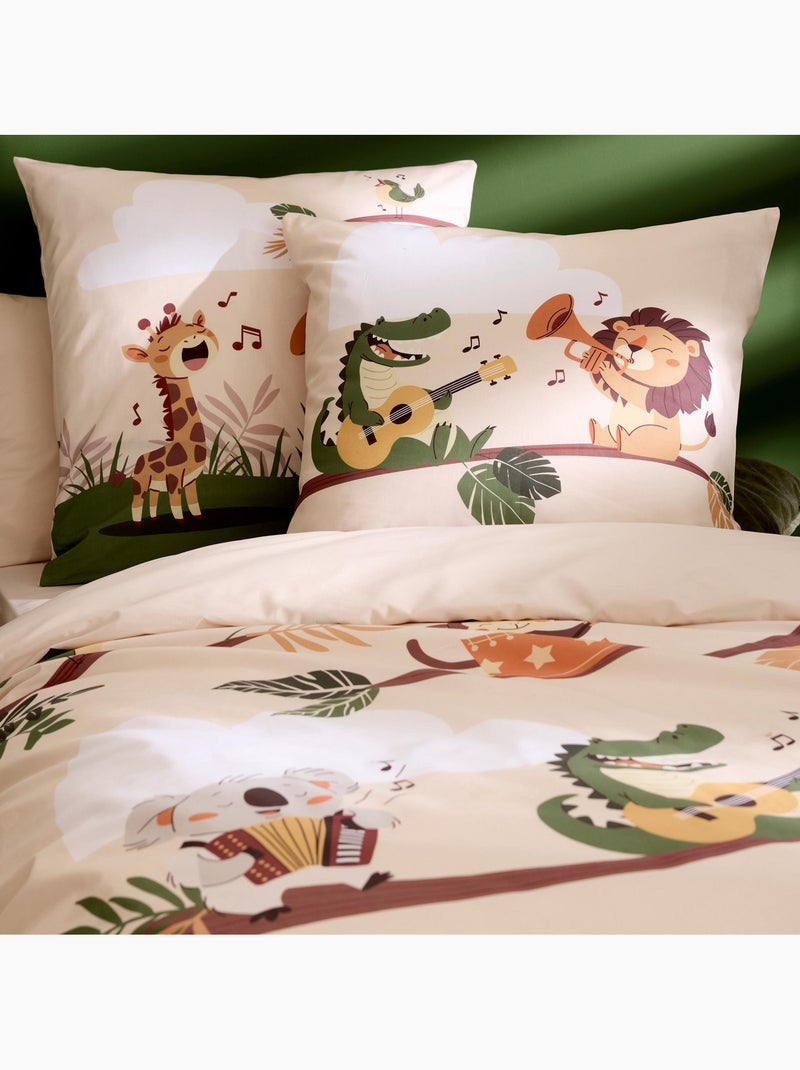 Housse de couette enfant percale de coton savane Vert - Kiabi