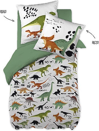 Housse de couette enfant – thème dinosaures – coton doux