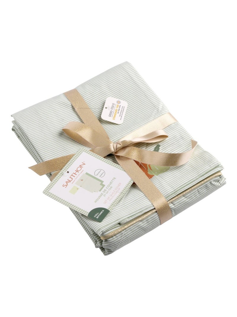 Housse de couette et taie d'oreiller coton - sauthon Vert tilleul - Kiabi