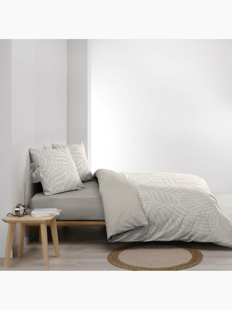 Housse de couette imprimée 57 fils  feuillage moderne – 2 taies incluses Beige - Kiabi