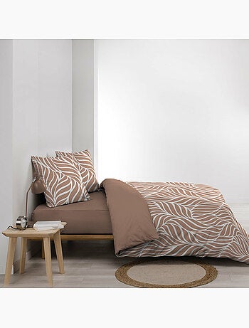 Housse de couette imprimée 57 fils feuillage moderne – 2 taies incluses