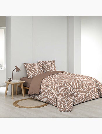 Housse de couette imprimée 57 fils feuillage moderne – 2 taies incluses