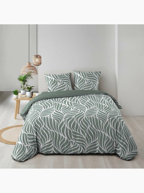 Housse de couette imprimée 57 fils  feuillage moderne – 2 taies incluses - Kiabi