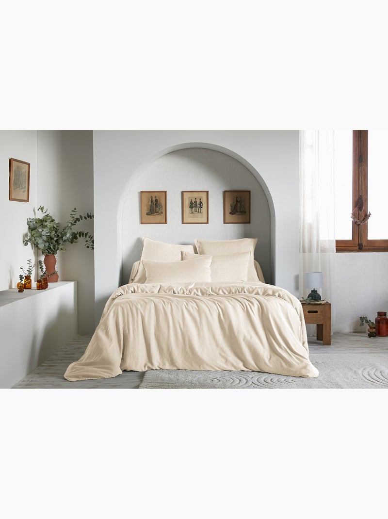 Housse de couette – lyocell uni - finition fermeture éclair -  lysandre Beige Pampa - Kiabi