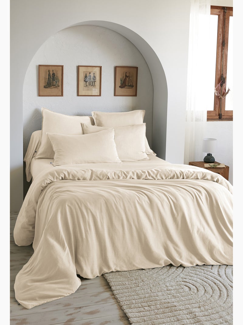 Housse de couette – lyocell uni - finition fermeture éclair -  lysandre Beige Pampa - Kiabi