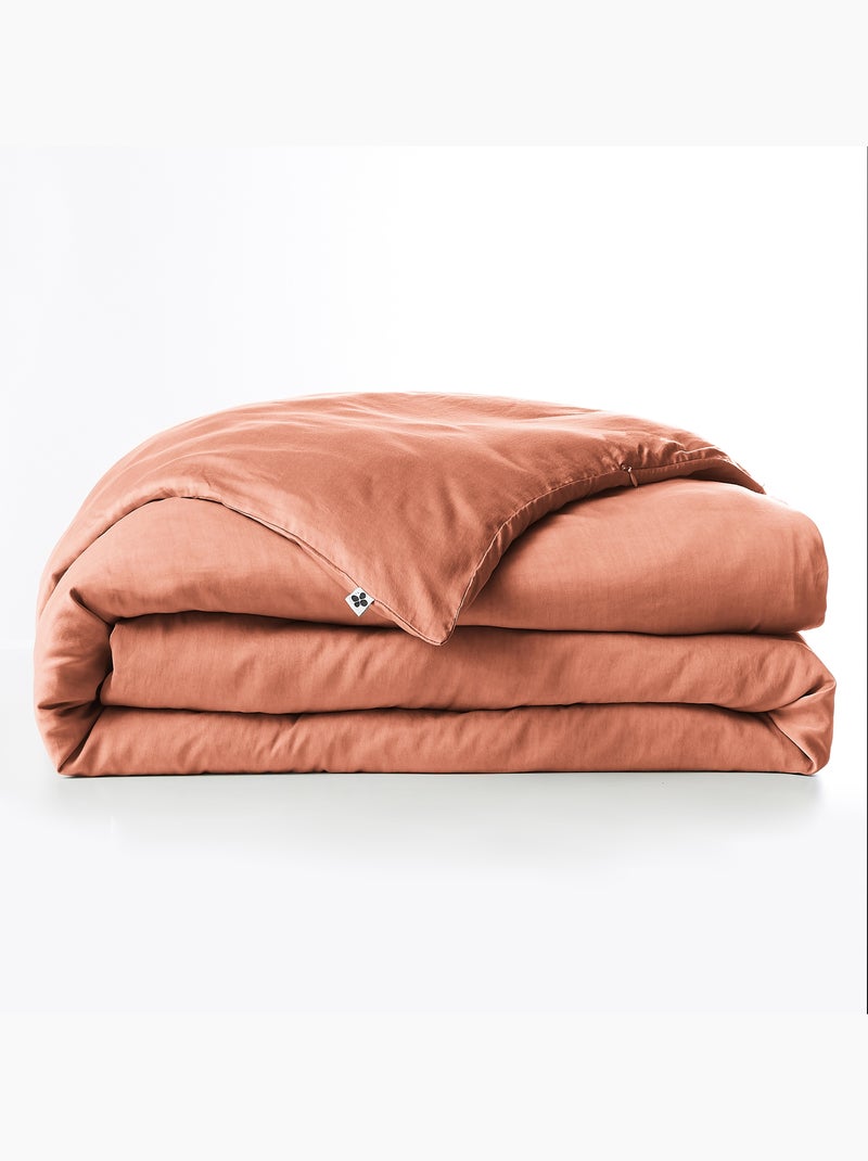 Housse de couette – lyocell uni - finition fermeture éclair -  lysandre Terracotta - Kiabi