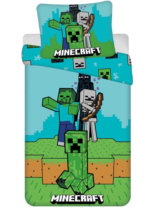 Housse de Couette Minecraft Survival Mode 140x200 cm + Taie - Parure de lit enfant - Kiabi Housse de Couette Minecraft Survival Mode 140x200 cm + Taie - Parure de lit enfant - Kiabi