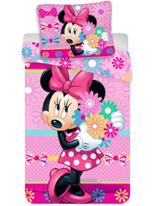 Housse de Couette Minnie Fleurs 140x200 cm + taie - Parure coton enfant - Kiabi Housse de Couette Minnie Fleurs 140x200 cm + taie - Parure coton enfant - Kiabi