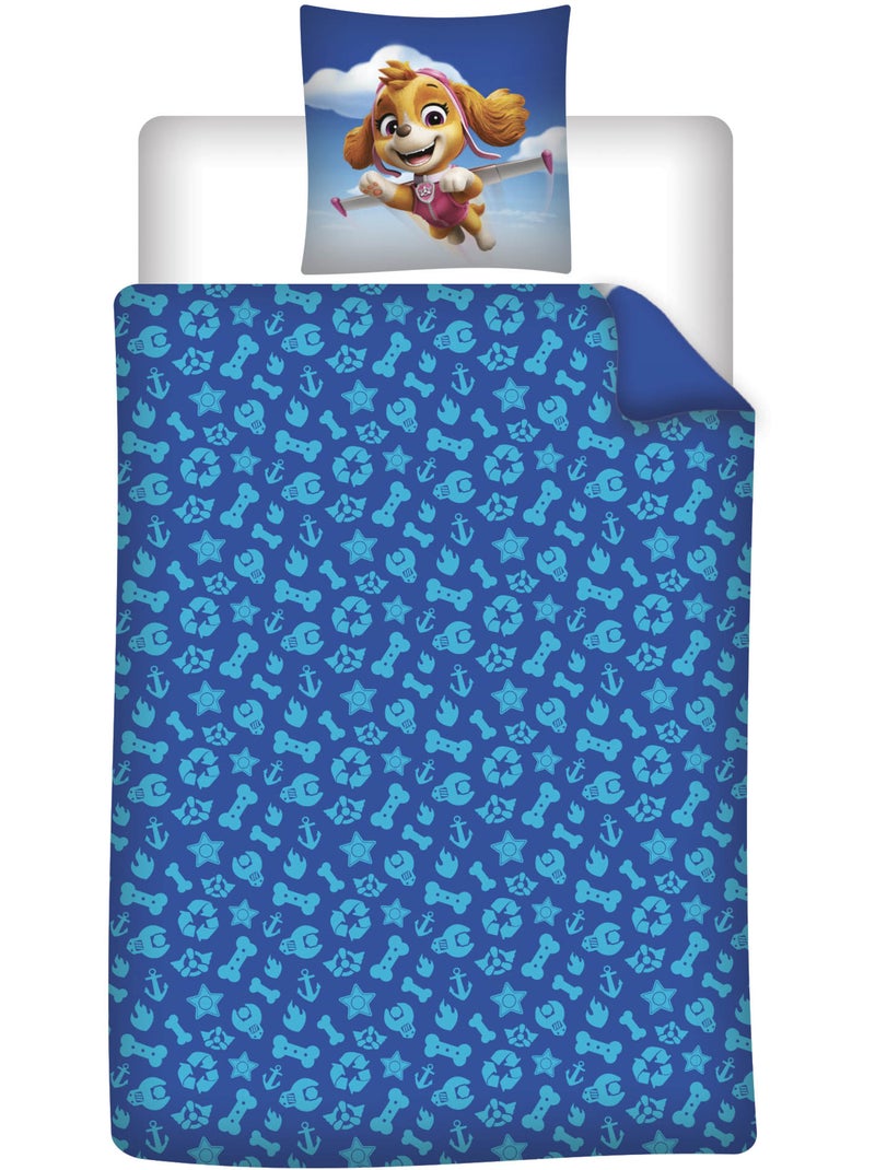 Housse de Couette Pat Patrouille Licence Officielle Nickelodeon 140x200cm + Taie 65x65cm Beige/Vert/Bleu - Kiabi