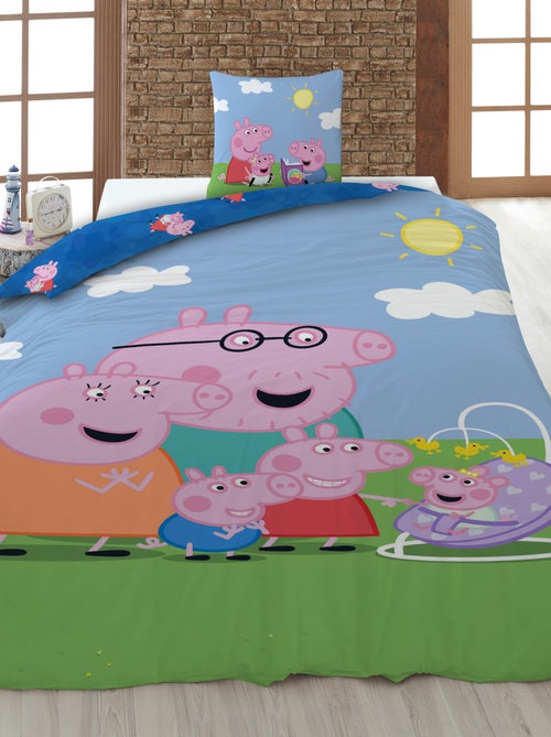 Housse de couette 'Peppa pig' avec oreiller 140x200cm - Kiabi