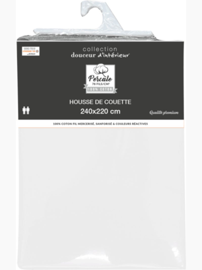 Housse de couette percale de coton 78fils lia promo linge Blanc - Kiabi