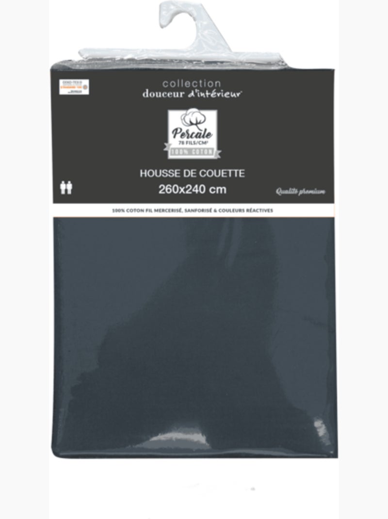 Housse de couette percale de coton 78fils lia promo linge Bleu - Kiabi