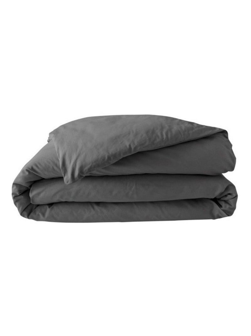 Housse de couette percale de coton 78fils lia promo linge gris anthracite - Kiabi
