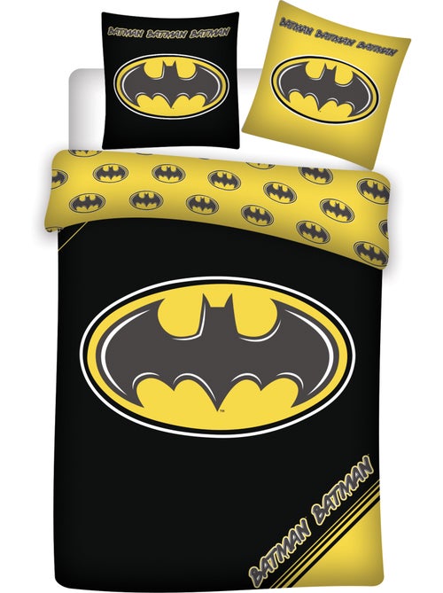 Housse de Couette Polycoton Batman Licence Officielle Warner Bros DC 140x200cm + Taie 65x65cm - Kiabi Housse de Couette Polycoton Batman Licence Officielle Warner Bros DC 140x200cm + Taie 65x65cm - Kiabi