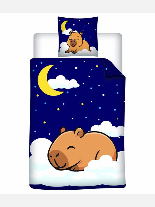 Housse de Couette Polycoton Capybara Nuit Etoilee 140x200cm + Taie 65x65cm - Bleu Marine - Kiabi Housse de Couette Polycoton Capybara Nuit Etoilee 140x200cm + Taie 65x65cm - Bleu Marine - Kiabi
