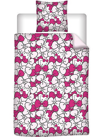 Housse de Couette Polycoton Hello Kitty Licence Officielle Sanrio 140x200cm + Taie 65x65cm