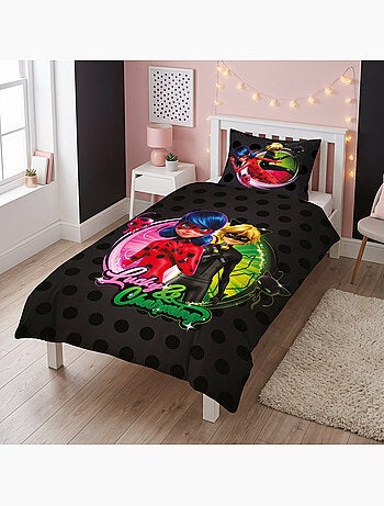 Housse de couette polycoton miraculous ladybug licence officielle 140x200cm + taie 65x65cm