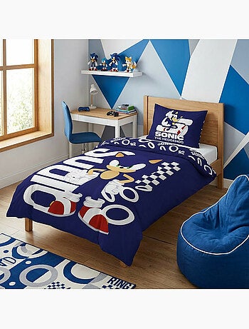 Housse de Couette Polycoton Sonic the Hedgehog Licence Officielle SEGA 140x200cm + Taie 65x65cm