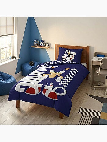 Housse de Couette Polycoton Sonic the Hedgehog Licence Officielle SEGA 140x200cm + Taie 65x65cm