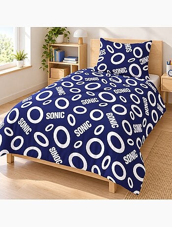 Housse de Couette Polycoton Sonic the Hedgehog Licence Officielle SEGA 140x200cm + Taie 65x65cm