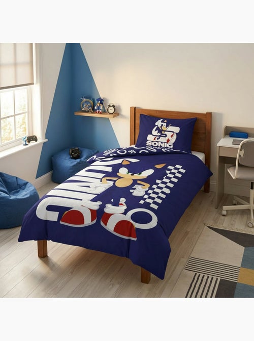 Housse de Couette Polycoton Sonic the Hedgehog Licence Officielle SEGA 140x200cm + Taie 65x65cm - Kiabi Housse de Couette Polycoton Sonic the Hedgehog Licence Officielle SEGA 140x200cm + Taie 65x65cm - Kiabi