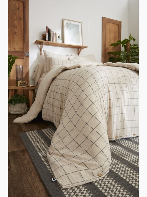 Housse de couette réversible - gaze de coton tissée teinte - grands carreaux - gaïa match - Kiabi Housse de couette réversible - gaze de coton tissée teinte - grands carreaux - gaïa match - Kiabi