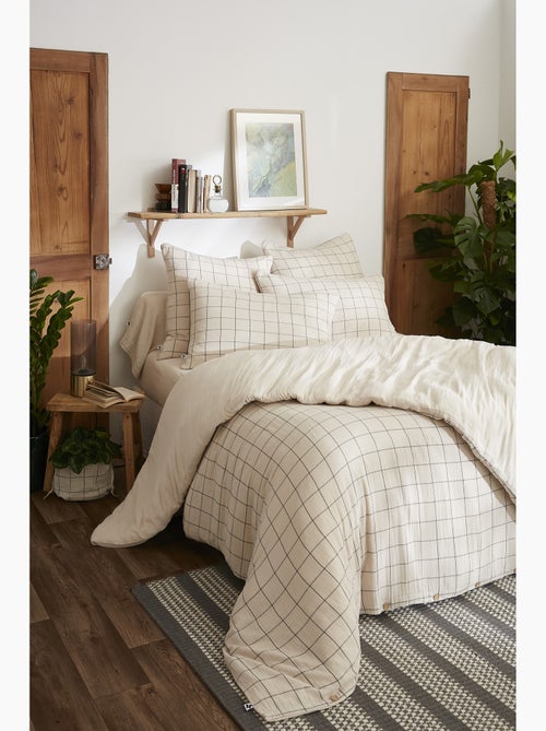 Housse de couette réversible - gaze de coton tissée teinte - grands carreaux - gaïa match - Kiabi Housse de couette réversible - gaze de coton tissée teinte - grands carreaux - gaïa match - Kiabi