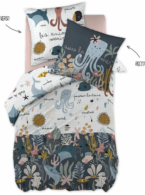 Housse de couette réversible + 1 taie d’oreiller – coton 57 fils – imprimé octopia - Kiabi Housse de couette réversible + 1 taie d’oreiller – coton 57 fils – imprimé octopia - Kiabi
