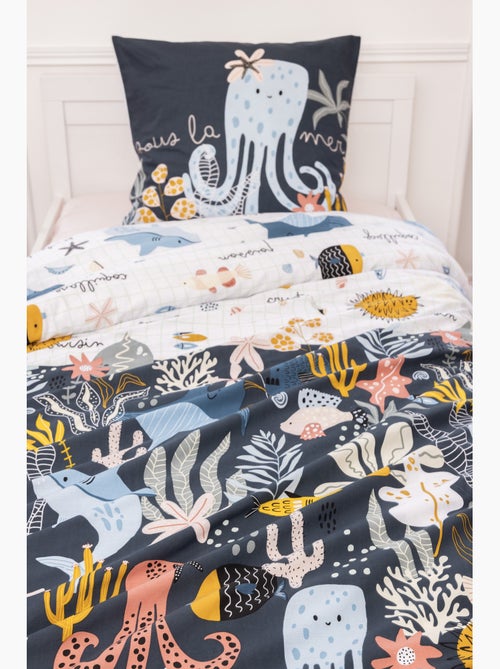 Housse de couette réversible + 1 taie d’oreiller – coton 57 fils – imprimé octopia - Kiabi Housse de couette réversible + 1 taie d’oreiller – coton 57 fils – imprimé octopia - Kiabi