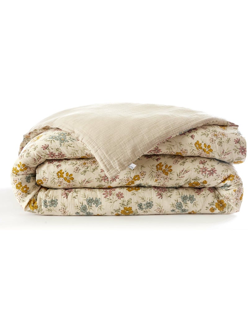Housse de couette réversible double gaze de coton 125 g/m² ava Beige Pampa - Kiabi
