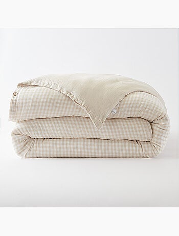 Housse de couette réversible – gaze de coton tissée teintée – carreaux vichy - vickie
