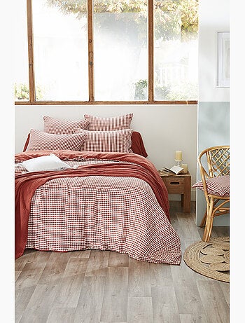 Housse de couette réversible – gaze de coton tissée teintée – carreaux vichy - vickie