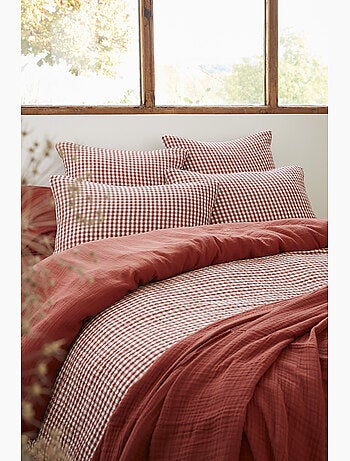 Housse de couette réversible – gaze de coton tissée teintée – carreaux vichy - vickie