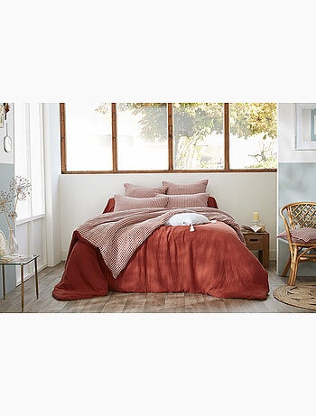 Housse de couette réversible – gaze de coton tissée teintée – carreaux vichy - vickie