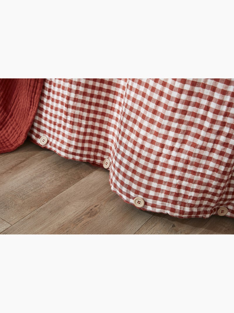 Housse de couette réversible – gaze de coton tissée teintée – carreaux vichy - vickie Terracotta - Kiabi