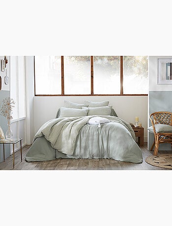 Housse de couette réversible – gaze de coton tissée teintée – carreaux vichy - vickie