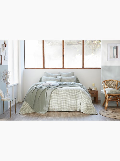 Housse de couette réversible – gaze de coton tissée teintée – carreaux vichy - vickie - Kiabi
