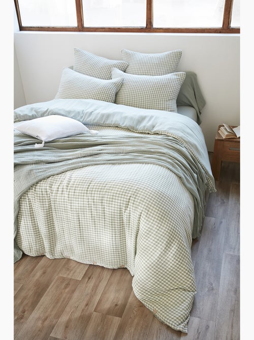 Housse de couette réversible – gaze de coton tissée teintée – carreaux vichy - vickie - Kiabi