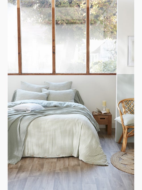 Housse de couette réversible – gaze de coton tissée teintée – carreaux vichy - vickie - Kiabi