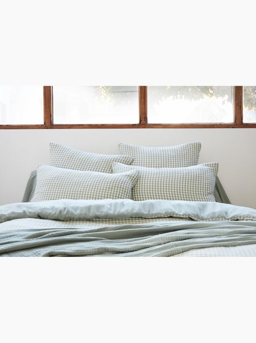 Housse de couette réversible – gaze de coton tissée teintée – carreaux vichy - vickie - Kiabi