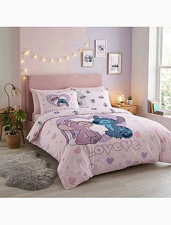 Housse de Couette Stitch et Angel Love Licence Officielle Disney 220x240cm + Taies 65x65cm