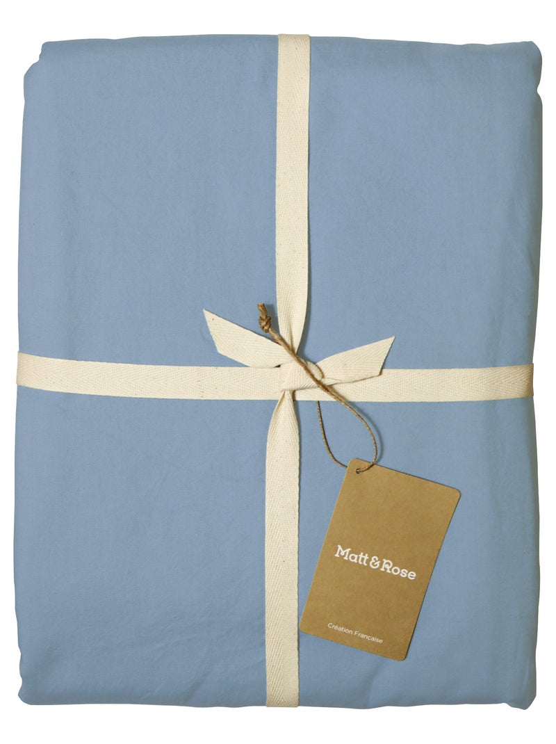 Housse de couette unie en coton, coton lavé Bleu clair - Kiabi
