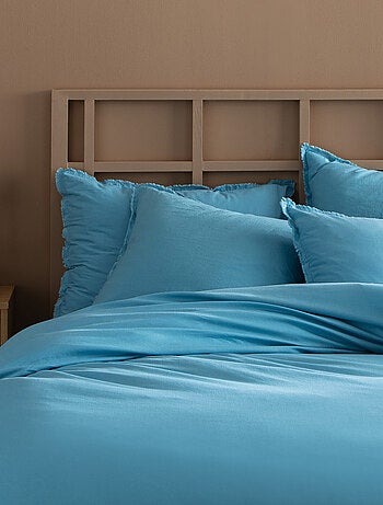 Housse de couette unie en coton, coton lavé