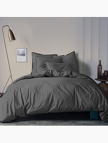 Housse de couette unie en coton, coton lavé