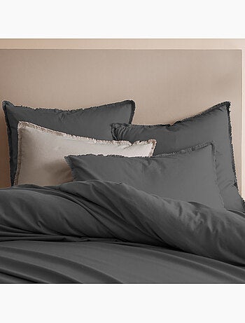 Housse de couette unie en coton, coton lavé