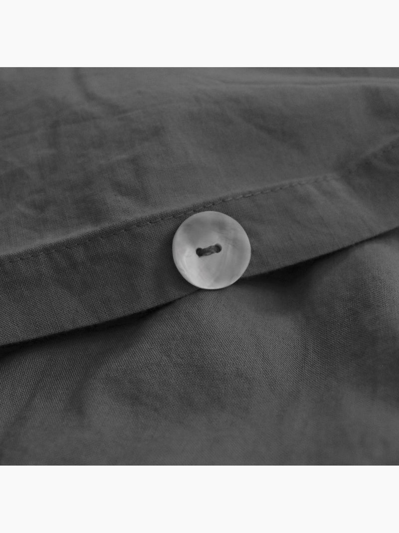 Housse de couette unie en coton, coton lavé gris anthracite - Kiabi