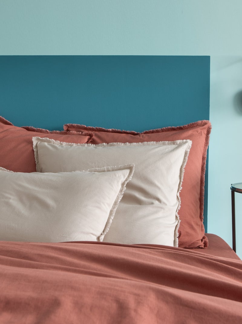 Housse de couette unie en coton, coton lavé Terracotta - Kiabi